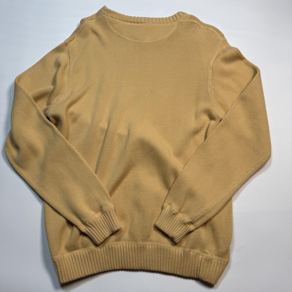 Eddie Bauer Sweater Mens Large Beige Cotton Crewneck Pullover Knit Casual Y2K - Picture 6 of 6